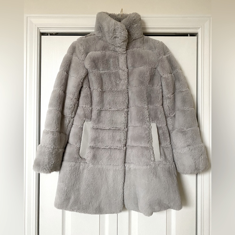 Grey Faux Fur Coat - Like New